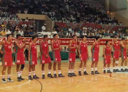 La squadra nazionale del Marocco prima di una gara dei Campionati Africani.